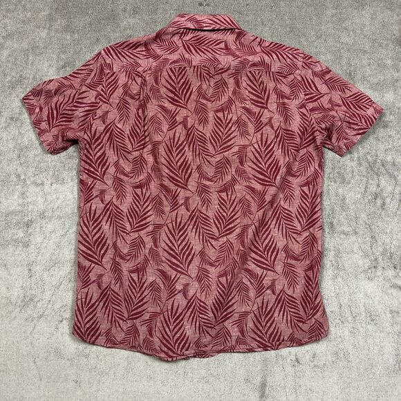 Samuel Windsor Shirt Mens Linen Blend Button Up Large Red Chambray Leaves Hawaii - Picture 7 of 11